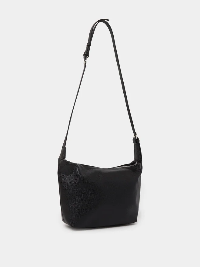 Textured Hobo Bag, Black