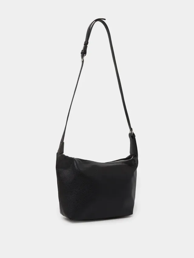 Textured Hobo Bag, Black