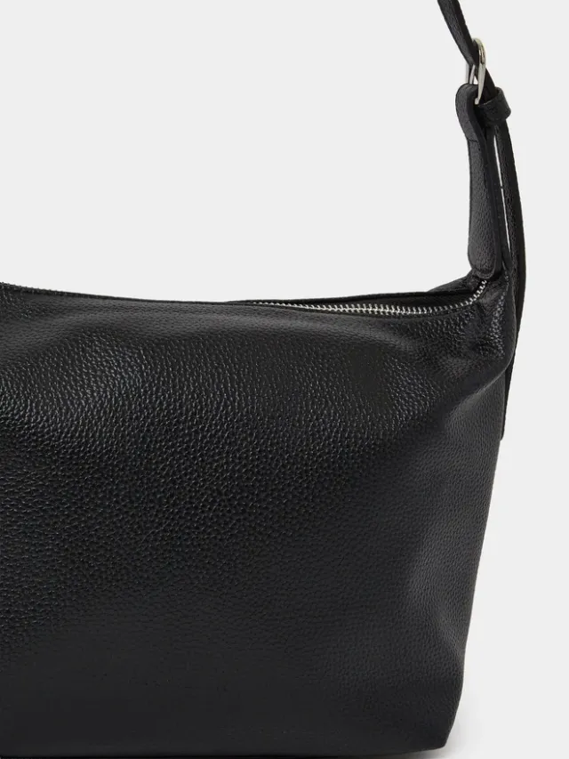 Textured Hobo Bag, Black – image 4