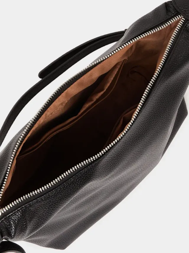 Textured Hobo Bag, Black – image 5