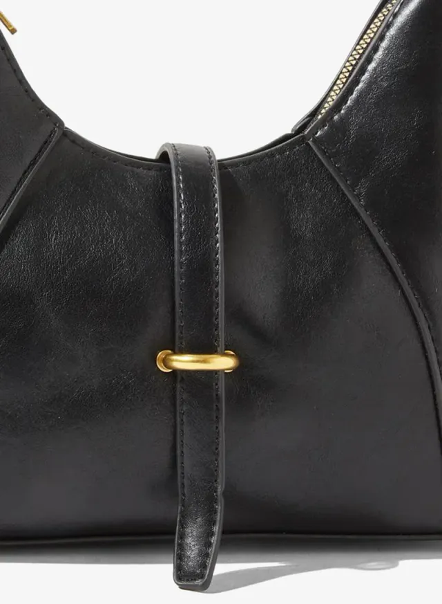 Shoulder Bag with Buckle Detail Black – image 4