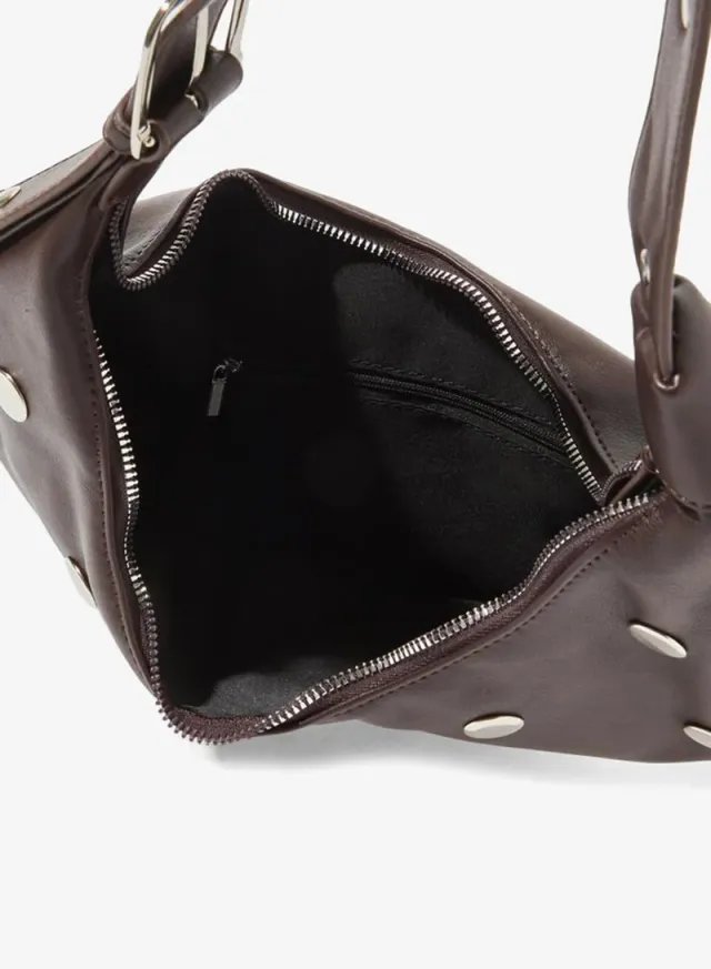 Studded Shoulder Bag Coffee Brown – image 4