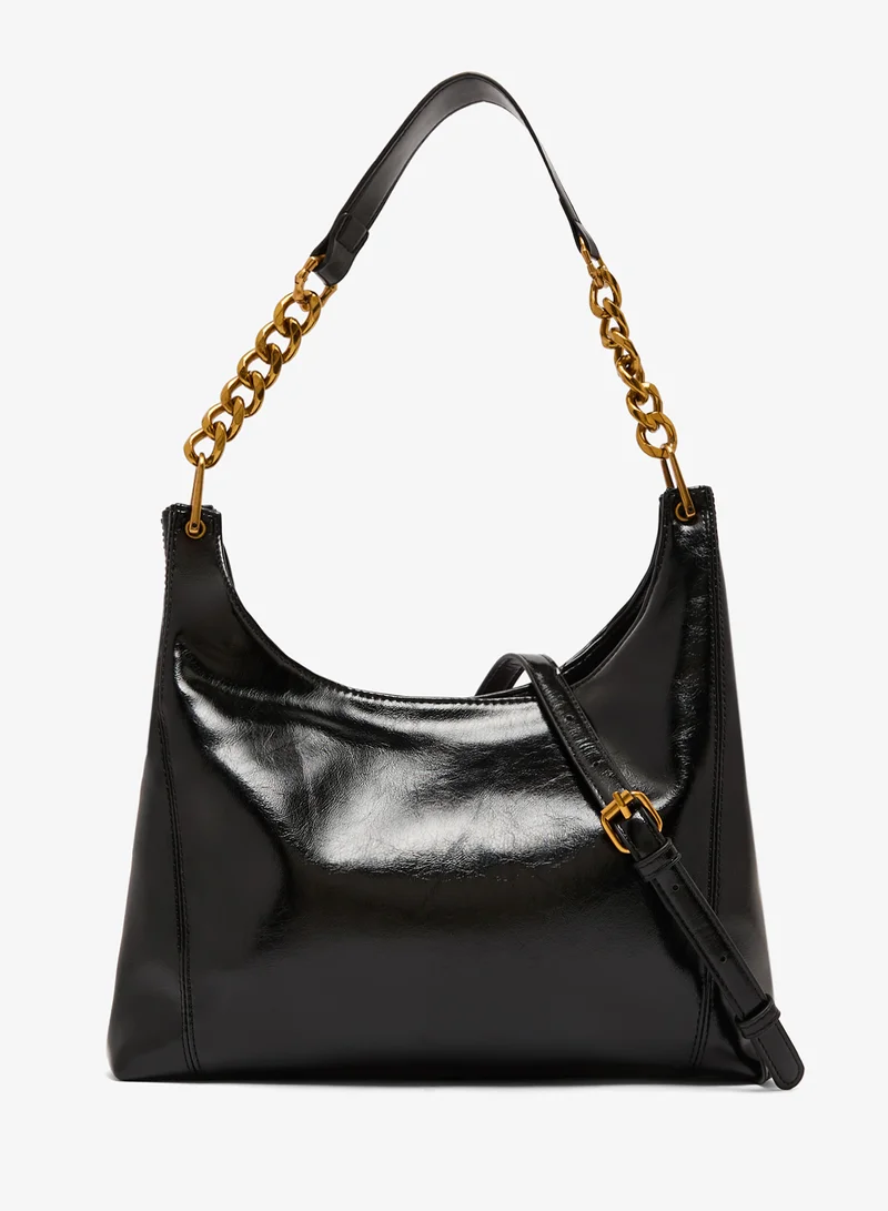 Gold Accent Shoulder Bag Black