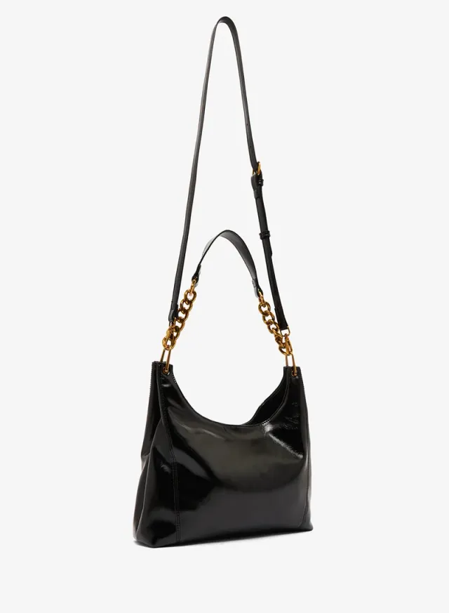 Gold Accent Shoulder Bag Black – image 2