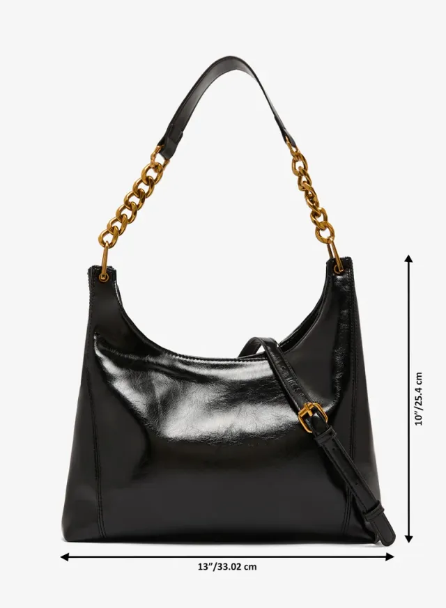 Gold Accent Shoulder Bag Black – image 5