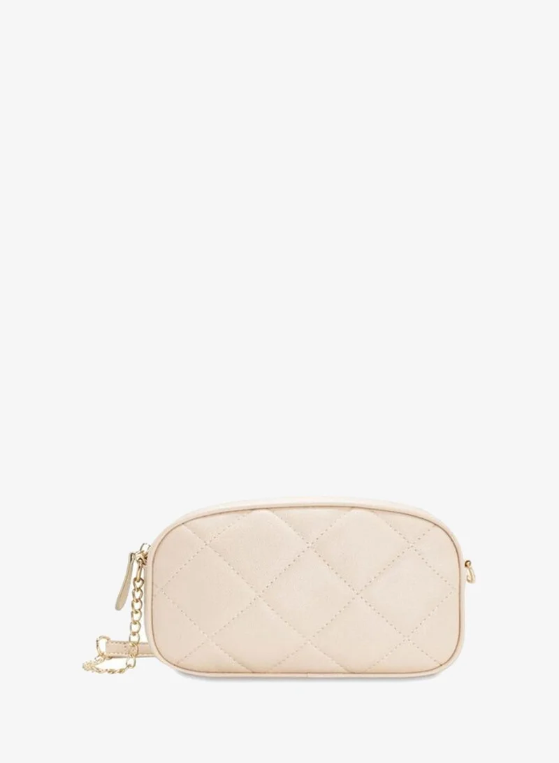 Quilted Chain Detailed Shoulder Bag Beige