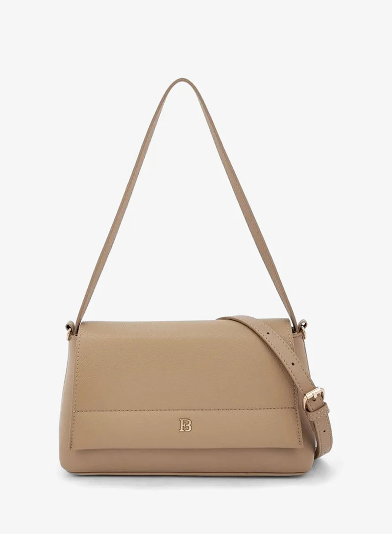 Textured Crossbody Bag with Detachable Strap BEIGE