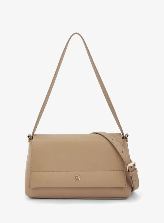 Textured Crossbody Bag with Detachable Strap BEIGE