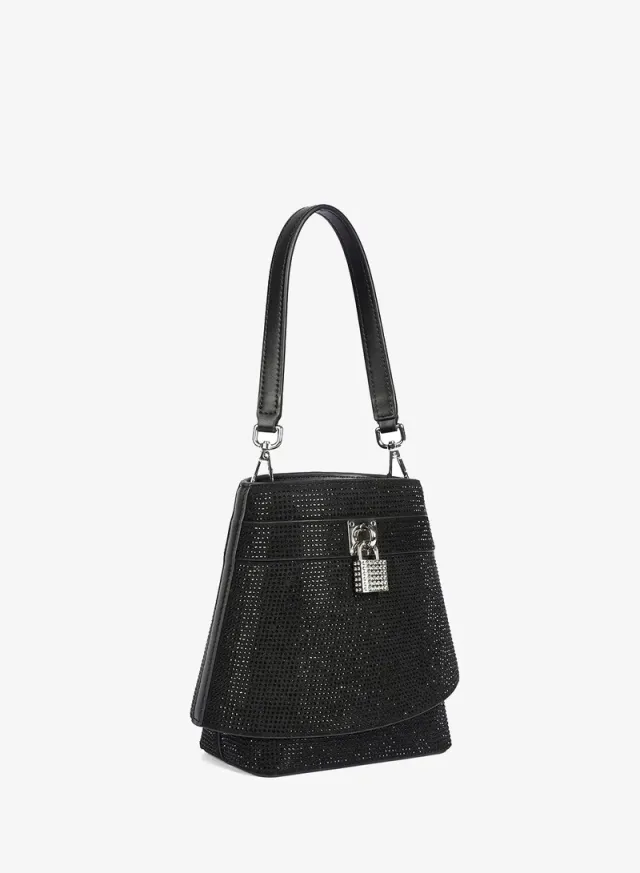 Studded Trapezoid Handbag Black – image 3