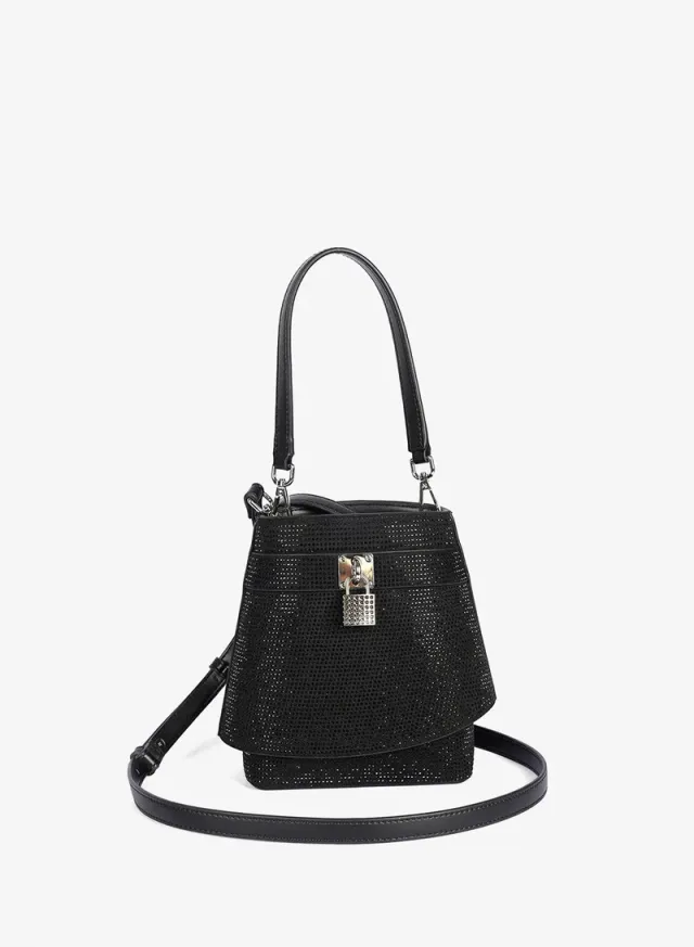 Studded Trapezoid Handbag Black – image 4