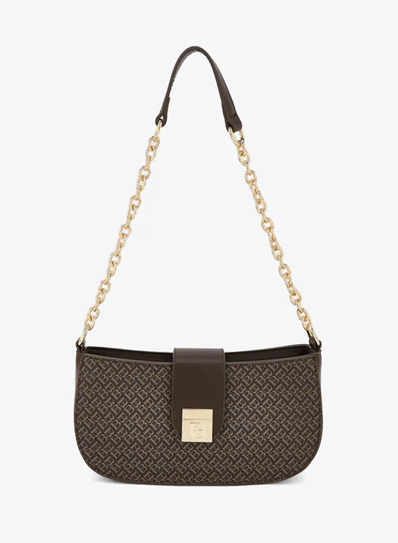 Monogram Shoulder Bag Magnetic Closure brown