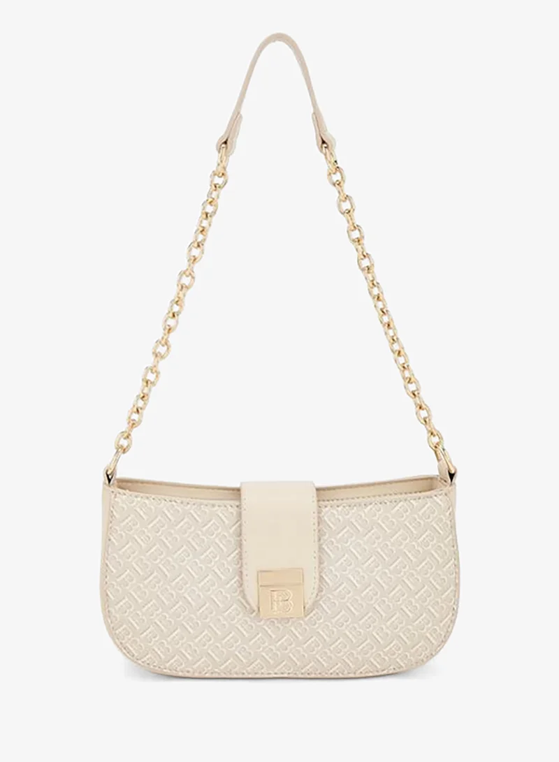 Monogram Shoulder Bag Magnetic Closure brown