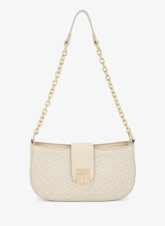 Monogram Shoulder Bag Magnetic Closure brown