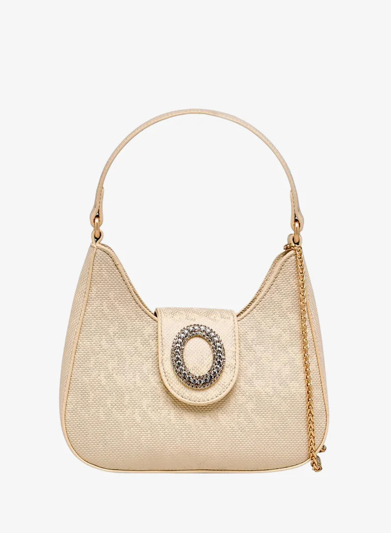 Textured Embellished Shoulder Bag black
