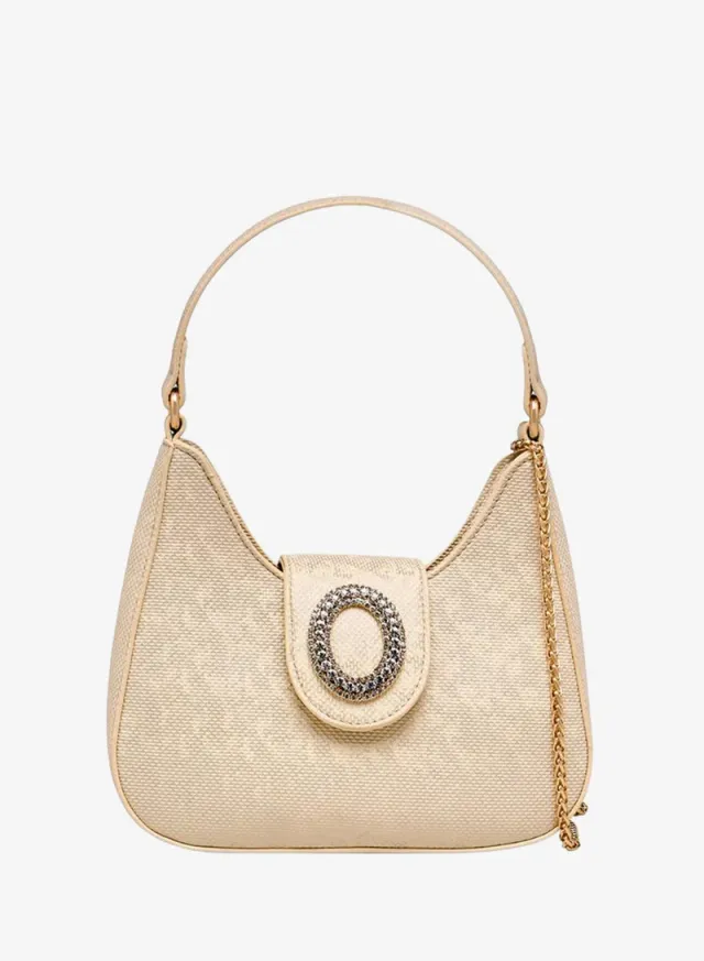 Textured Embellished Shoulder Bag black