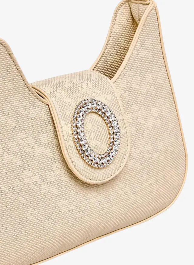 Textured Embellished Shoulder Bag black – image 4