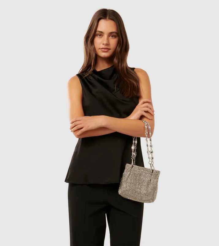 DELILAH Embellished Shoulder Bag BLACK