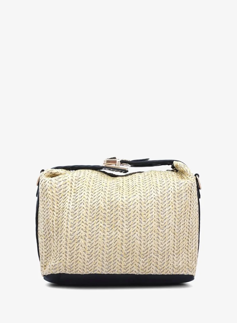 Woven Purse Bag, Dark Beige