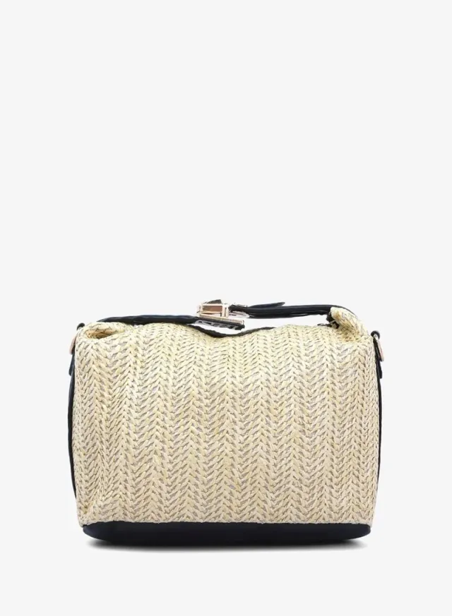 Woven Purse Bag, Dark Beige