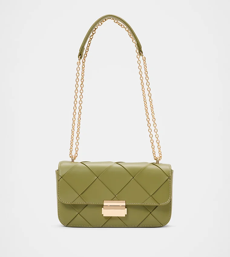 Lulu Lattice Chain Bag OLIVE
