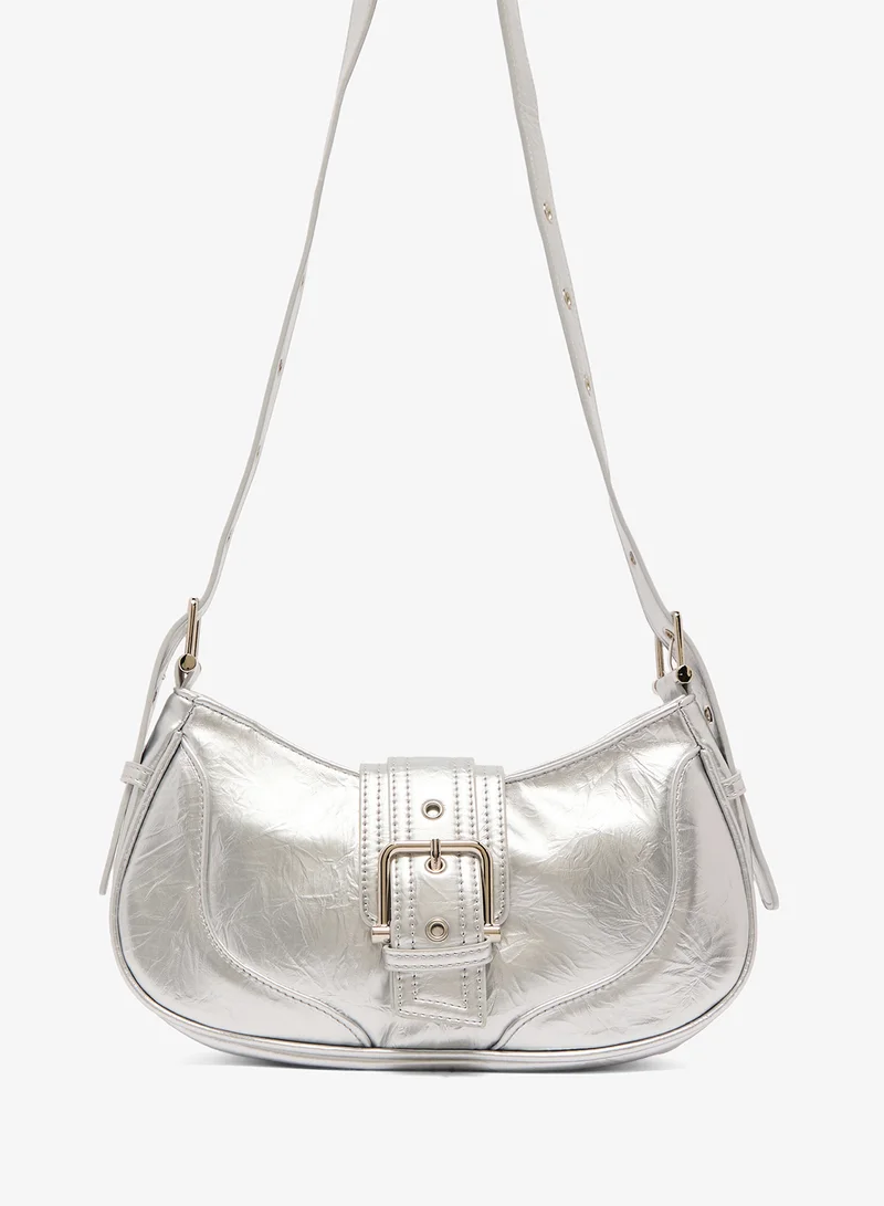 East-To-West Metal Buckle Bag Silver