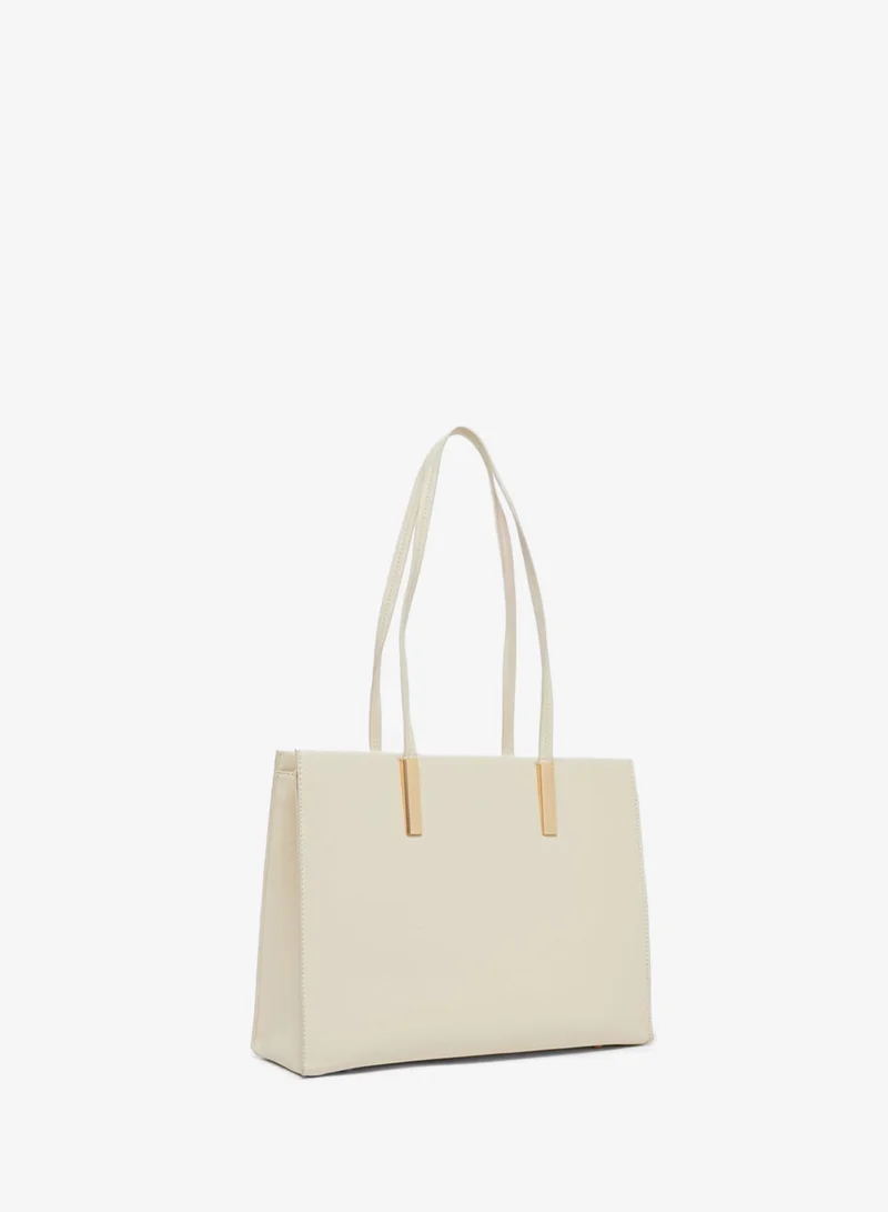 Styli Zip Closure Tote Bag White