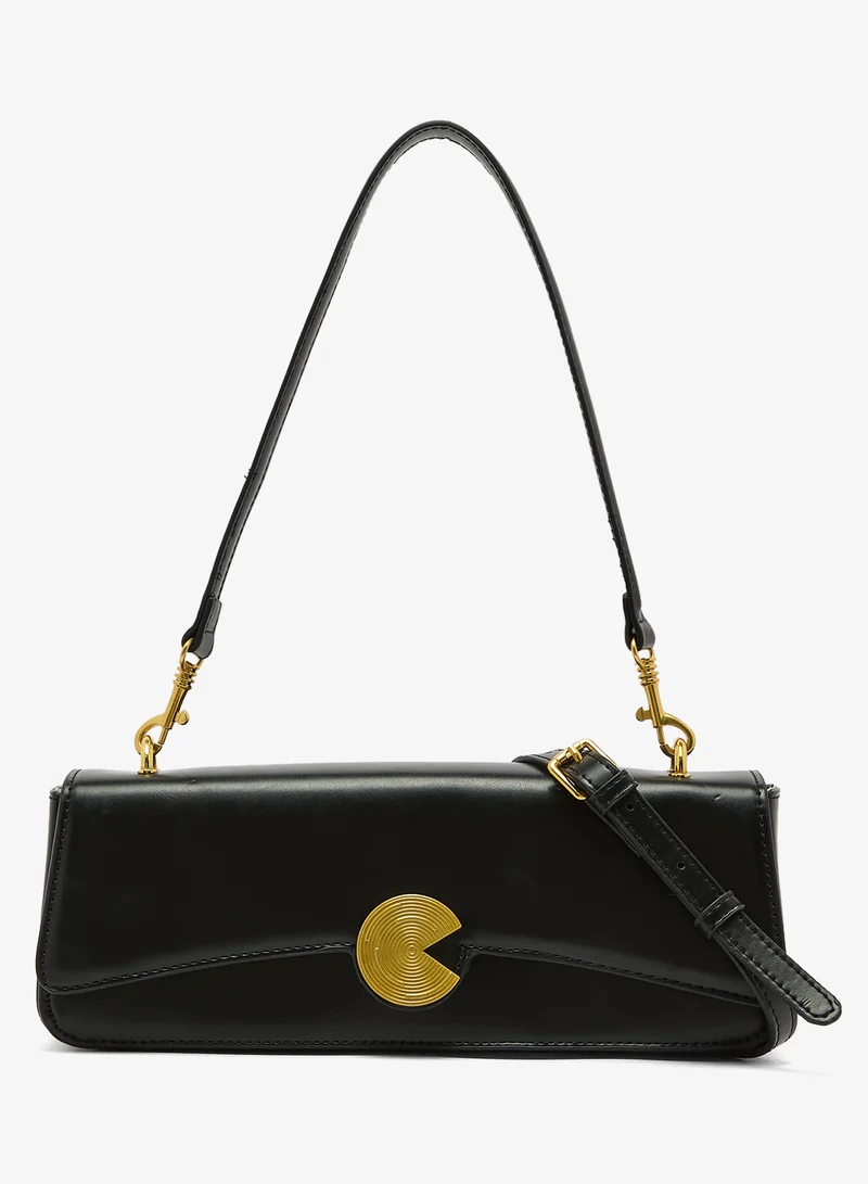Gold Accent Shoulder Bag Black