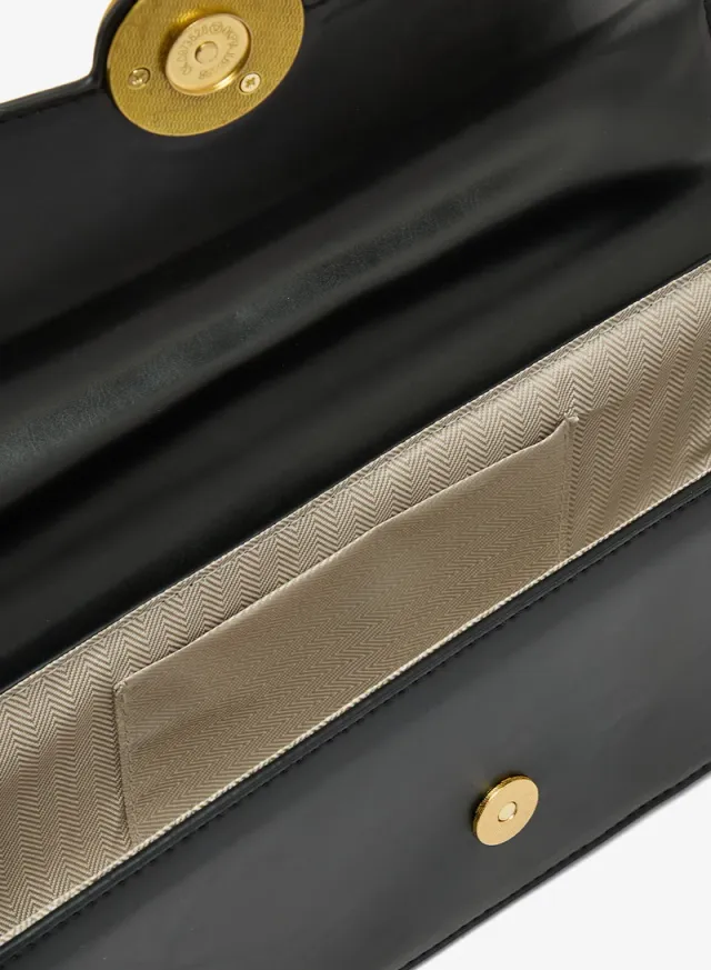 Gold Accent Shoulder Bag Black – image 4