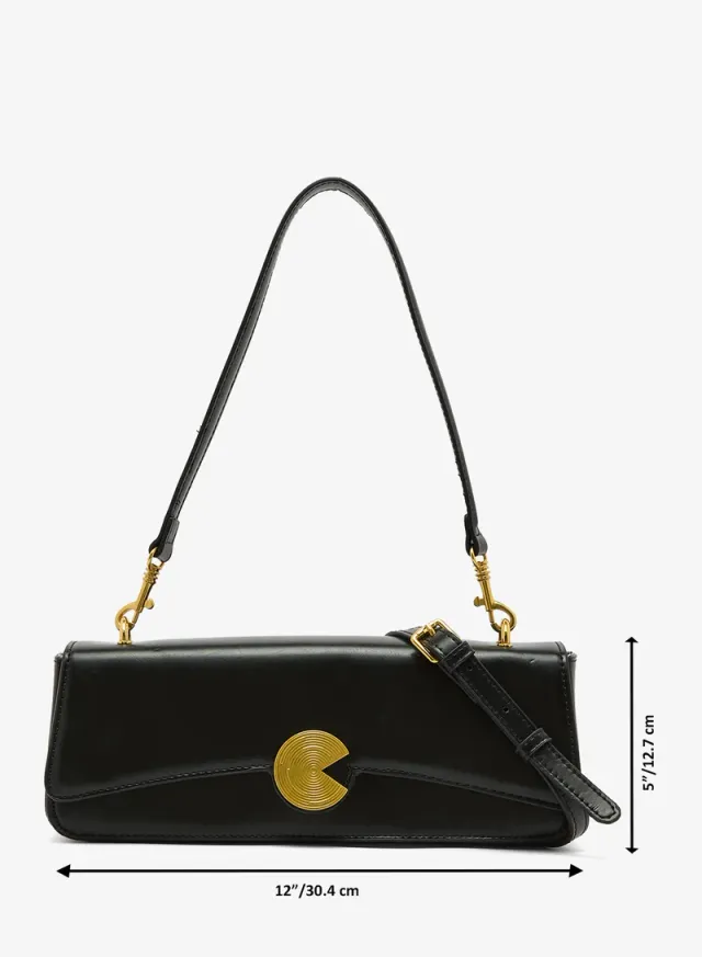 Gold Accent Shoulder Bag Black – image 5