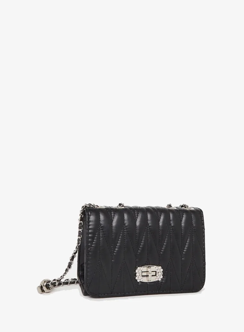 Quilted Chain Shoulder Bag Black