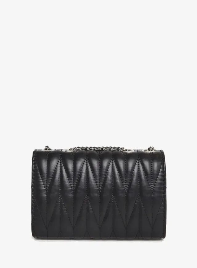 Quilted Chain Shoulder Bag Black – image 3