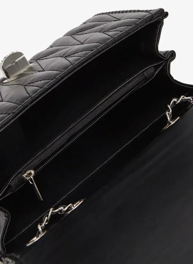 Quilted Chain Shoulder Bag Black – image 5