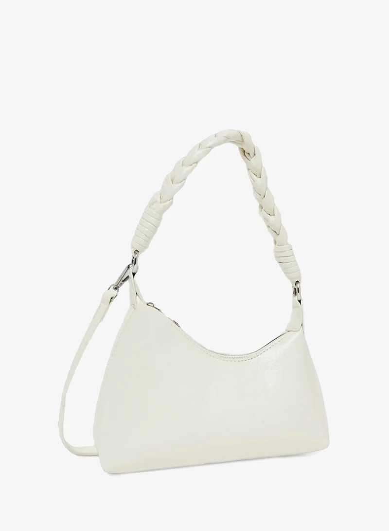 Braided Handle Shoulder Bag White