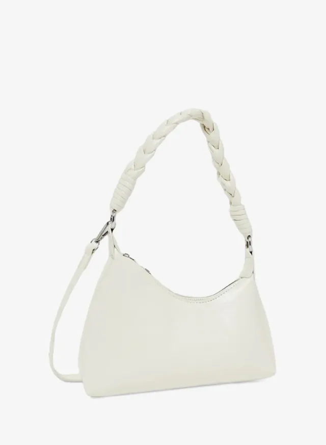 Braided Handle Shoulder Bag White