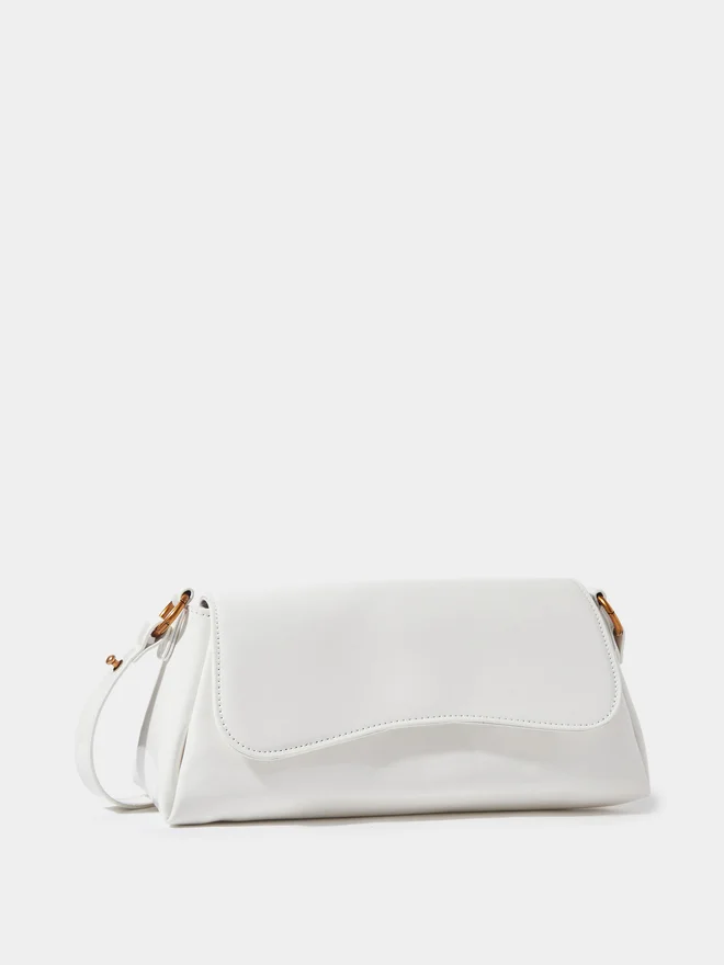 Styli Solid Curved Flap Shoulder Bag white