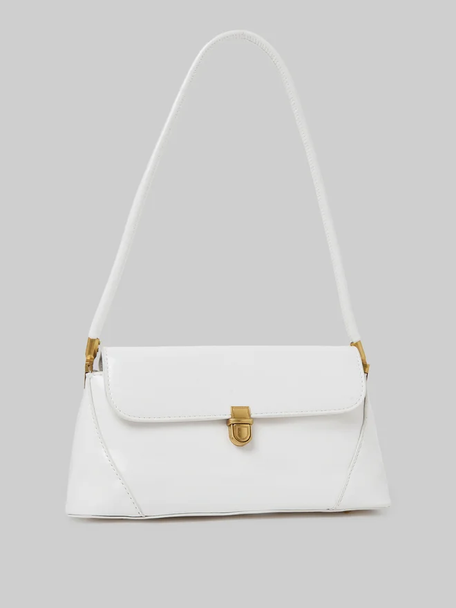 Styli Flap Shoulder Bag Push-Lock, white