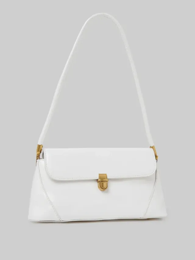 Styli Flap Shoulder Bag Push-Lock, white