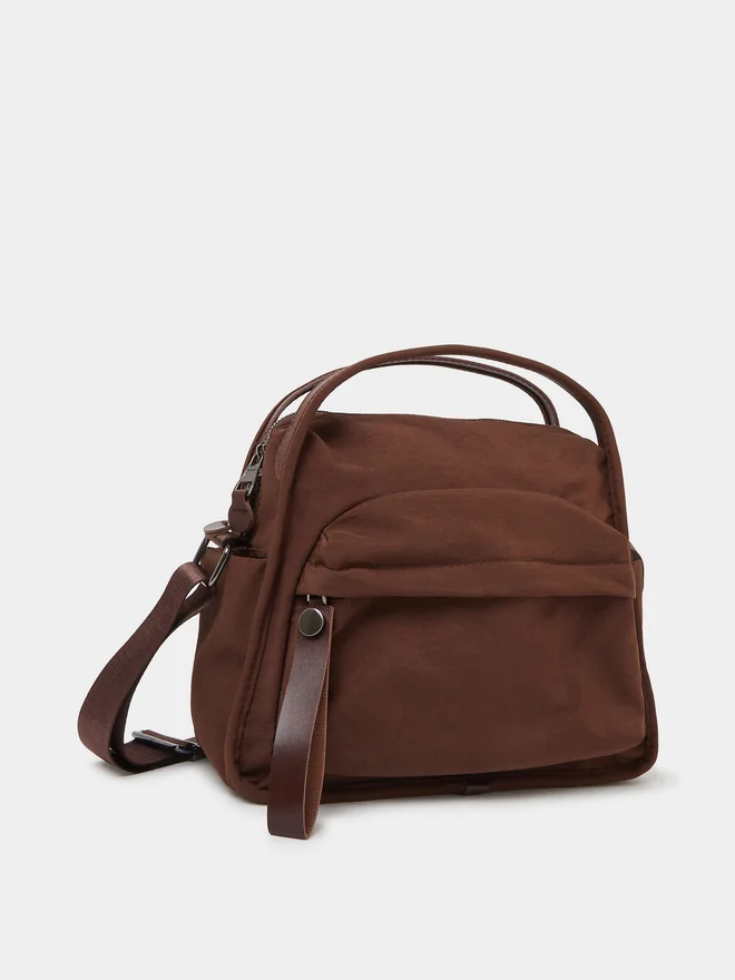 Styli Solid Shoulder Bag with Dual Handle brown