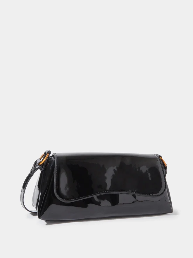 Styli Curved Flap Shoulder Bag black