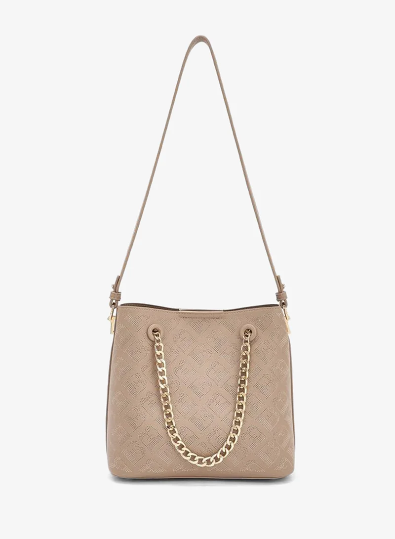 Flora Bella Laser Cut Shoulder Bag BEIGE