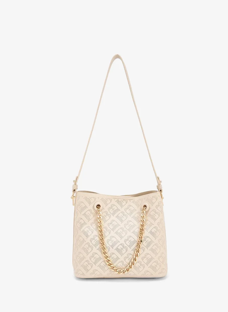 Flora Bella Laser Cut Shoulder Bag BEIGE
