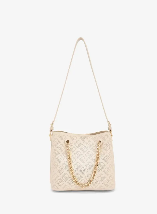 Flora Bella Laser Cut Shoulder Bag BEIGE