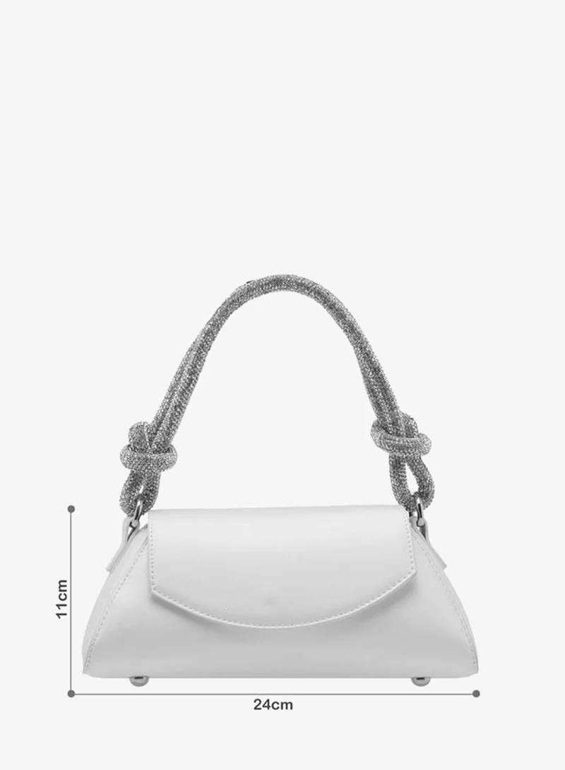 Solid Shoulder Bag With Flap Closure