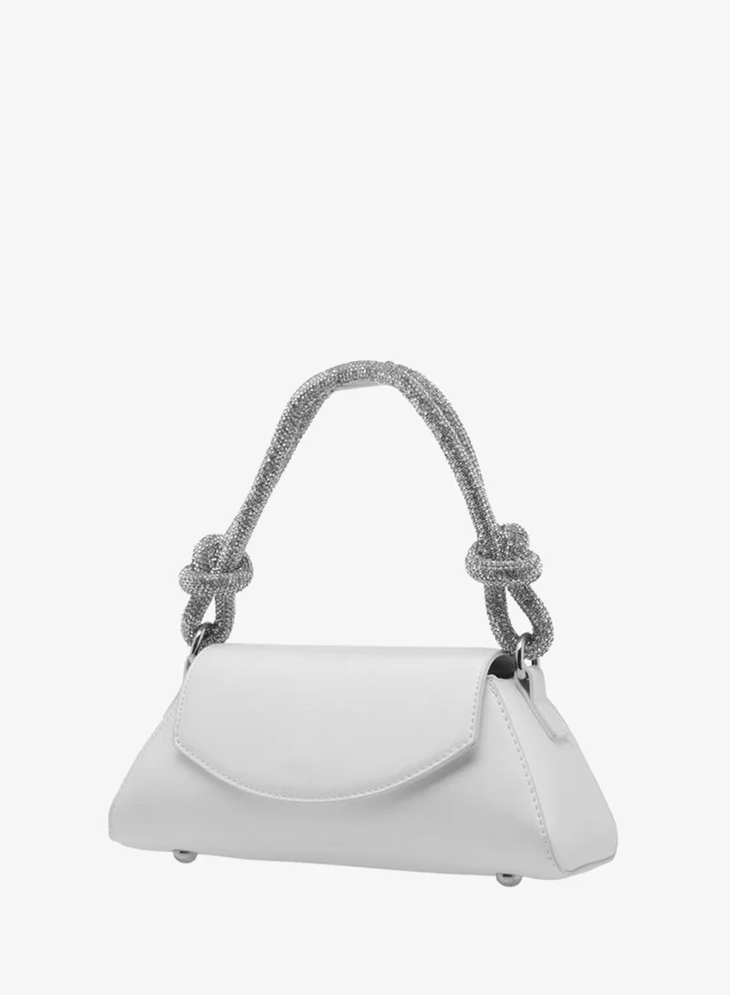 Solid Shoulder Bag With Flap Closure