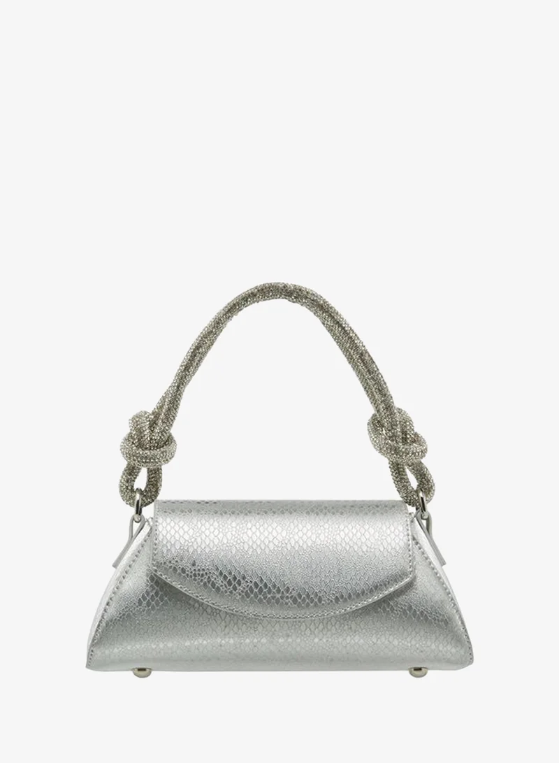 Solid Shoulder Bag With Flap Closure