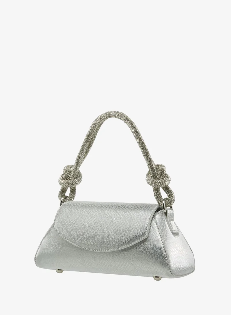 Solid Shoulder Bag With Flap Closure
