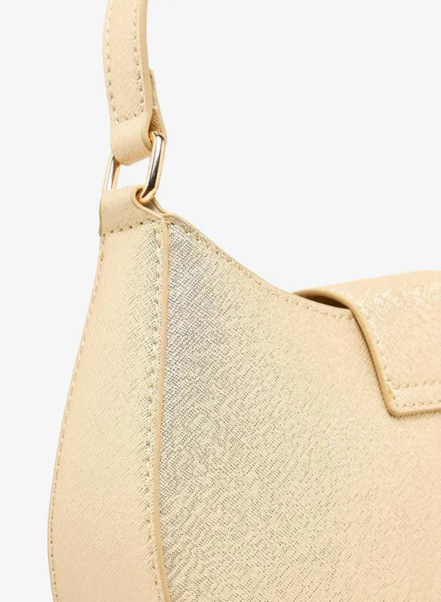 Textured Shoulder Bag Detachable Strap GOLD – image 5