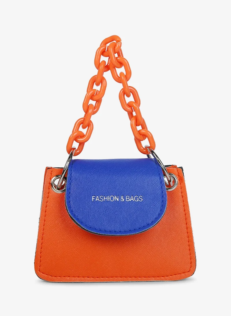 Round Flap Mini Statement Bag orange