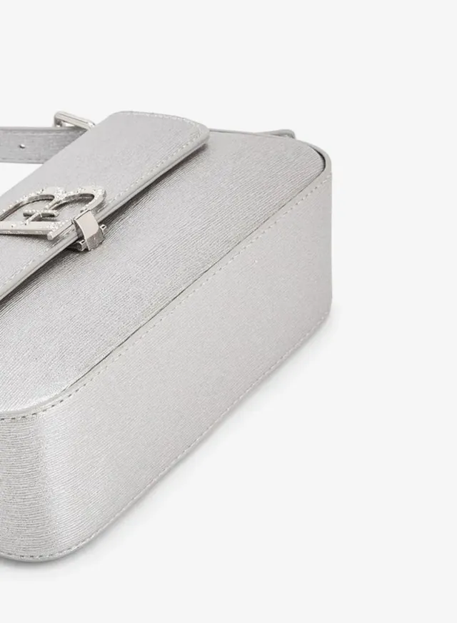 Floral Bella Embellished Logo Crossbody Bag SILVER – image 6