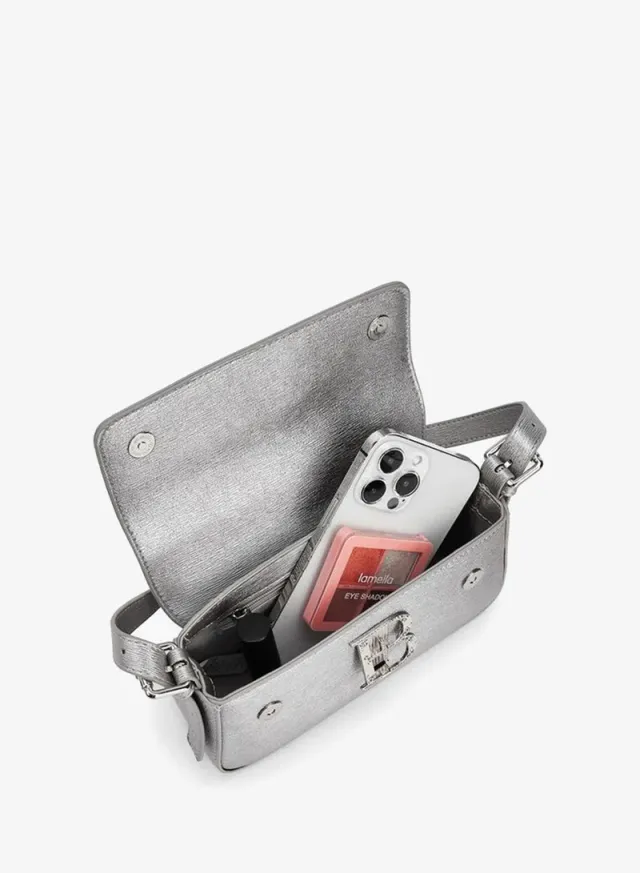 Floral Bella Embellished Logo Crossbody Bag SILVER – image 7